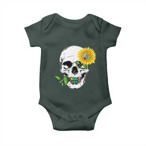 Autism Skull Sunflower Baby Onesie Support Autistic Puzzle Pieces Heart TS02 Print Your Wear