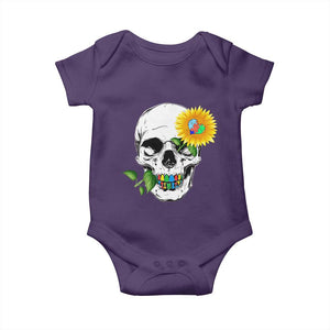 Autism Skull Sunflower Baby Onesie Support Autistic Puzzle Pieces Heart TS02 Purple Print Your Wear