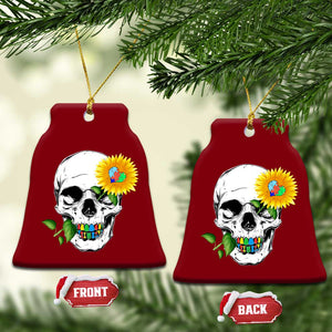 Autism Skull Sunflower Ceramic Ornament Support Autistic Puzzle Pieces Heart TS02 Print Your Wear