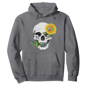 Autism Skull Sunflower Hoodie Support Autistic Puzzle Pieces Heart TS02 Charcoal Print Your Wear