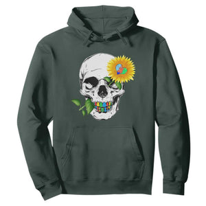 Autism Skull Sunflower Hoodie Support Autistic Puzzle Pieces Heart TS02 Dark Forest Green Print Your Wear