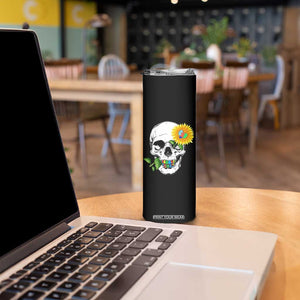 Autism Skull Sunflower Skinny Tumbler Support Autistic Puzzle Pieces Heart TS02 Print Your Wear