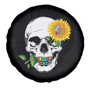 Autism Skull Sunflower Spare Tire Cover Support Autistic Puzzle Pieces Heart TS02 Print Your Wear