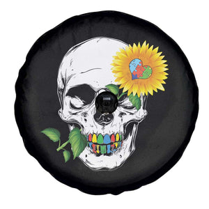 Autism Skull Sunflower Spare Tire Cover Support Autistic Puzzle Pieces Heart TS02 Print Your Wear