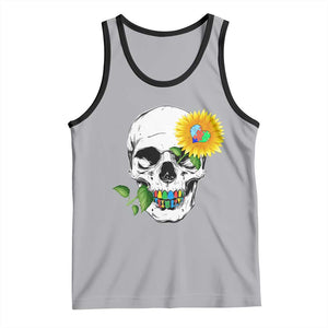 Autism Skull Sunflower Tank Top Support Autistic Puzzle Pieces Heart TS02 Athletic Heather Black Print Your Wear