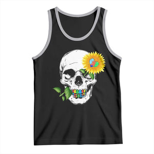 Autism Skull Sunflower Tank Top Support Autistic Puzzle Pieces Heart TS02 Black Athletic Heather Print Your Wear