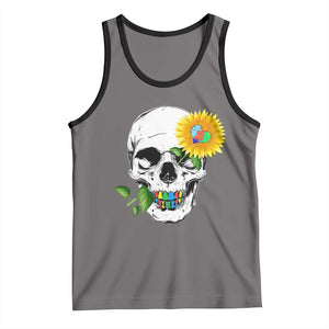 Autism Skull Sunflower Tank Top Support Autistic Puzzle Pieces Heart TS02 Deep Heather Black Print Your Wear
