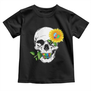 Autism Skull Sunflower Toddler T Shirt Support Autistic Puzzle Pieces Heart TS02 Black Print Your Wear