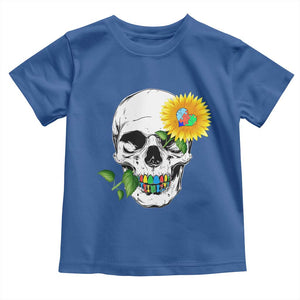 Autism Skull Sunflower Toddler T Shirt Support Autistic Puzzle Pieces Heart TS02 Royal Blue Print Your Wear