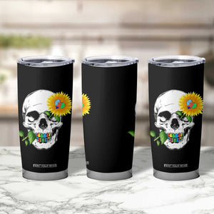 Autism Skull Sunflower Tumbler Cup Support Autistic Puzzle Pieces Heart TS02 Print Your Wear
