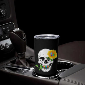 Autism Skull Sunflower Tumbler Cup Support Autistic Puzzle Pieces Heart TS02 Print Your Wear