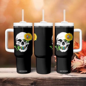 Autism Skull Sunflower Tumbler With Handle Support Autistic Puzzle Pieces Heart TS02 Print Your Wear