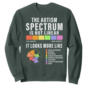 Autism Acceptance Sweatshirt The Autism Spectrum Is Not Linear TS02 Dark Forest Green Print Your Wear