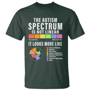 Autism Acceptance T Shirt The Autism Spectrum Is Not Linear TS02 Dark Forest Green Print Your Wear