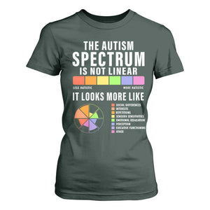 Autism Acceptance T Shirt For Women The Autism Spectrum Is Not Linear TS02 Dark Forest Green Print Your Wear
