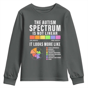 Autism Acceptance Youth Sweatshirt The Autism Spectrum Is Not Linear TS02 Dark Heather Print Your Wear