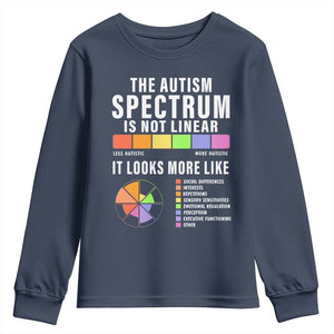 Autism Acceptance Youth Sweatshirt The Autism Spectrum Is Not Linear TS02 Navy Print Your Wear