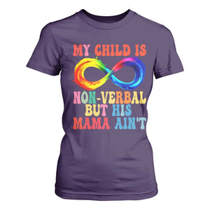 Autism Mom T Shirt For Women My Child May Be Non verbal But His Mama Ain't Autism TS02 Purple Print Your Wear