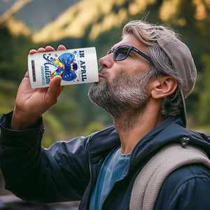 Autism Awareness 4 in 1 Can Cooler Tumbler In April We Wear Blue Puzzle Ribbon Coquette Bow TS02 Print Your Wear