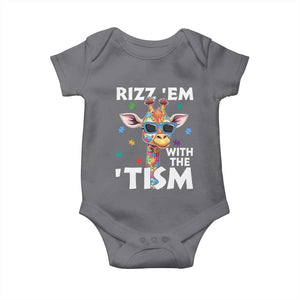 Funny Autism Giraffe Baby Onesie Rizz Em With The Tism TS02 Charcoal Print Your Wear