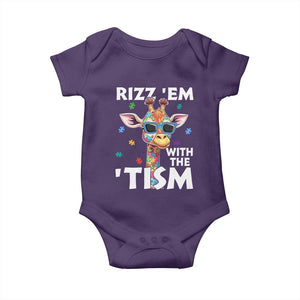 Funny Autism Giraffe Baby Onesie Rizz Em With The Tism TS02 Purple Print Your Wear