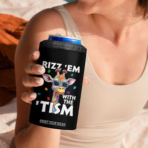 Funny Autism Giraffe 4 in 1 Can Cooler Tumbler Rizz Em With The Tism TS02 Print Your Wear