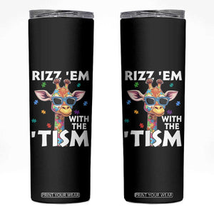 Funny Autism Giraffe Skinny Tumbler Rizz Em With The Tism TS02 Black Print Your Wear