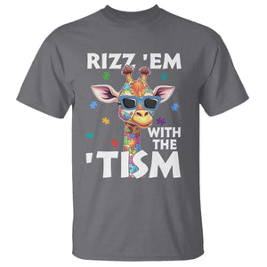 Funny Autism Giraffe T Shirt Rizz Em With The Tism TS02 Charcoal Print Your Wear