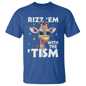 Funny Autism Giraffe T Shirt Rizz Em With The Tism TS02 Royal Blue Print Your Wear