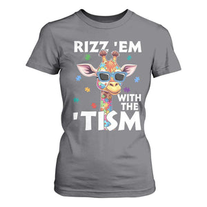 Funny Autism Giraffe T Shirt For Women Rizz Em With The Tism TS02 Charcoal Print Your Wear