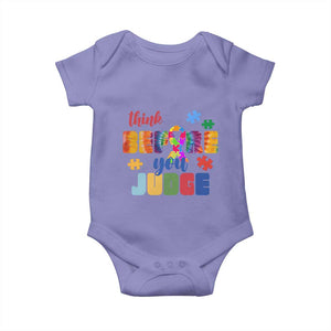 Autism Awareness Baby Onesie Think Before You Judge Autistic Support TS02 Violet Print Your Wear