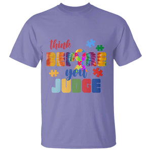 Autism Awareness T Shirt Think Before You Judge Autistic Support TS02 Violet Print Your Wear