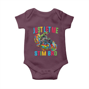 Autistic Dino Rex Driving Monster Truck Baby Onesie Autism Is My Superpower TS02 Maroon Print Your Wear