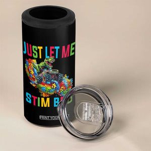Autistic Dino Rex Driving Monster Truck 4 in 1 Can Cooler Tumbler Autism Is My Superpower TS02 Print Your Wear