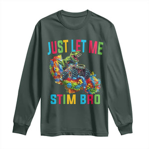 Autistic Dino Rex Driving Monster Truck Long Sleeve Shirt Autism Is My Superpower TS02 Dark Forest Green Print Your Wear