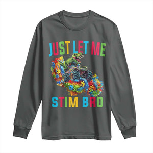 Autistic Dino Rex Driving Monster Truck Long Sleeve Shirt Autism Is My Superpower TS02 Dark Heather Print Your Wear