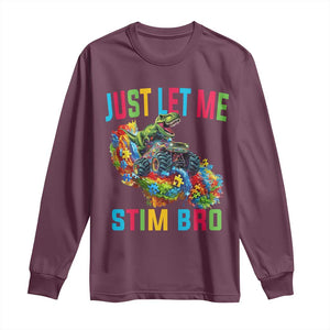 Autistic Dino Rex Driving Monster Truck Long Sleeve Shirt Autism Is My Superpower TS02 Maroon Print Your Wear