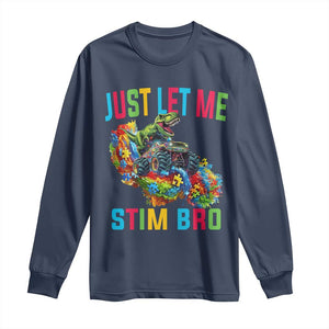 Autistic Dino Rex Driving Monster Truck Long Sleeve Shirt Autism Is My Superpower TS02 Navy Print Your Wear