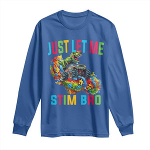 Autistic Dino Rex Driving Monster Truck Long Sleeve Shirt Autism Is My Superpower TS02 Royal Blue Print Your Wear