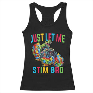 Autistic Dino Rex Driving Monster Truck Racerback Tank Top Autism Is My Superpower TS02 Black Print Your Wear