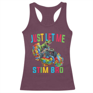 Autistic Dino Rex Driving Monster Truck Racerback Tank Top Autism Is My Superpower TS02 Maroon Print Your Wear