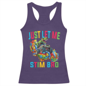 Autistic Dino Rex Driving Monster Truck Racerback Tank Top Autism Is My Superpower TS02 Purple Print Your Wear