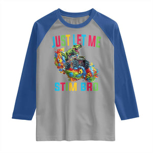 Autistic Dino Rex Driving Monster Truck Raglan Shirt Autism Is My Superpower TS02 Sport Gray Royal Print Your Wear