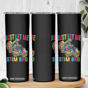 Autistic Dino Rex Driving Monster Truck Skinny Tumbler Autism Is My Superpower TS02 Print Your Wear