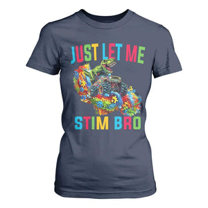 Autistic Dino Rex Driving Monster Truck T Shirt For Women Autism Is My Superpower TS02 Navy Print Your Wear