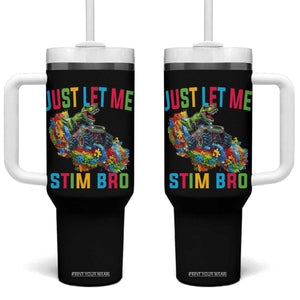 Autistic Dino Rex Driving Monster Truck Tumbler With Handle Autism Is My Superpower TS02 One Size: 40 oz Black Print Your Wear