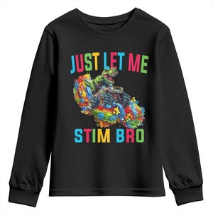 Autistic Dino Rex Driving Monster Truck Youth Sweatshirt Autism Is My Superpower TS02 Black Print Your Wear