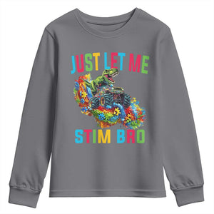 Autistic Dino Rex Driving Monster Truck Youth Sweatshirt Autism Is My Superpower TS02 Charcoal Print Your Wear