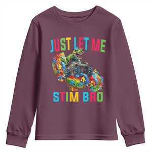 Autistic Dino Rex Driving Monster Truck Youth Sweatshirt Autism Is My Superpower TS02 Maroon Print Your Wear