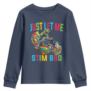 Autistic Dino Rex Driving Monster Truck Youth Sweatshirt Autism Is My Superpower TS02 Navy Print Your Wear